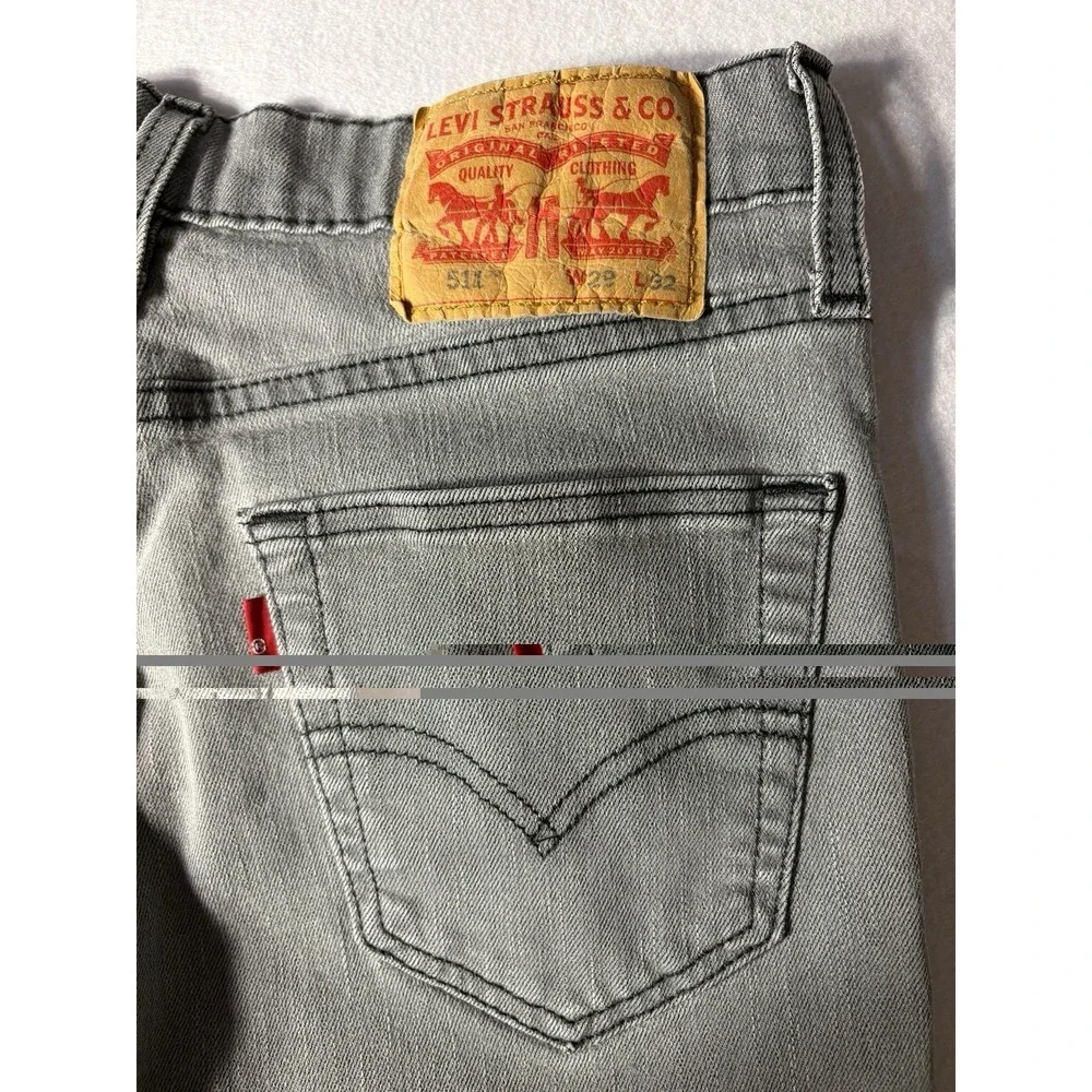 Levis 511 Jeans Mens 29x32 Slim Fit Straight Leg Gray Stretch Denim Medium Wash
